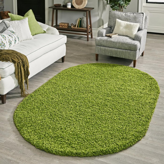 Ebern Designs AlexanderPreslav Shag Performance Grass Green Rug